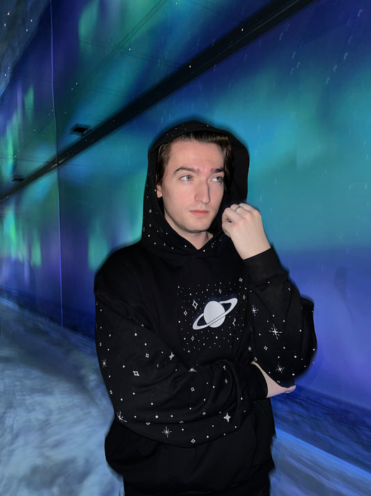 all over print Star and Saturn Hoodie